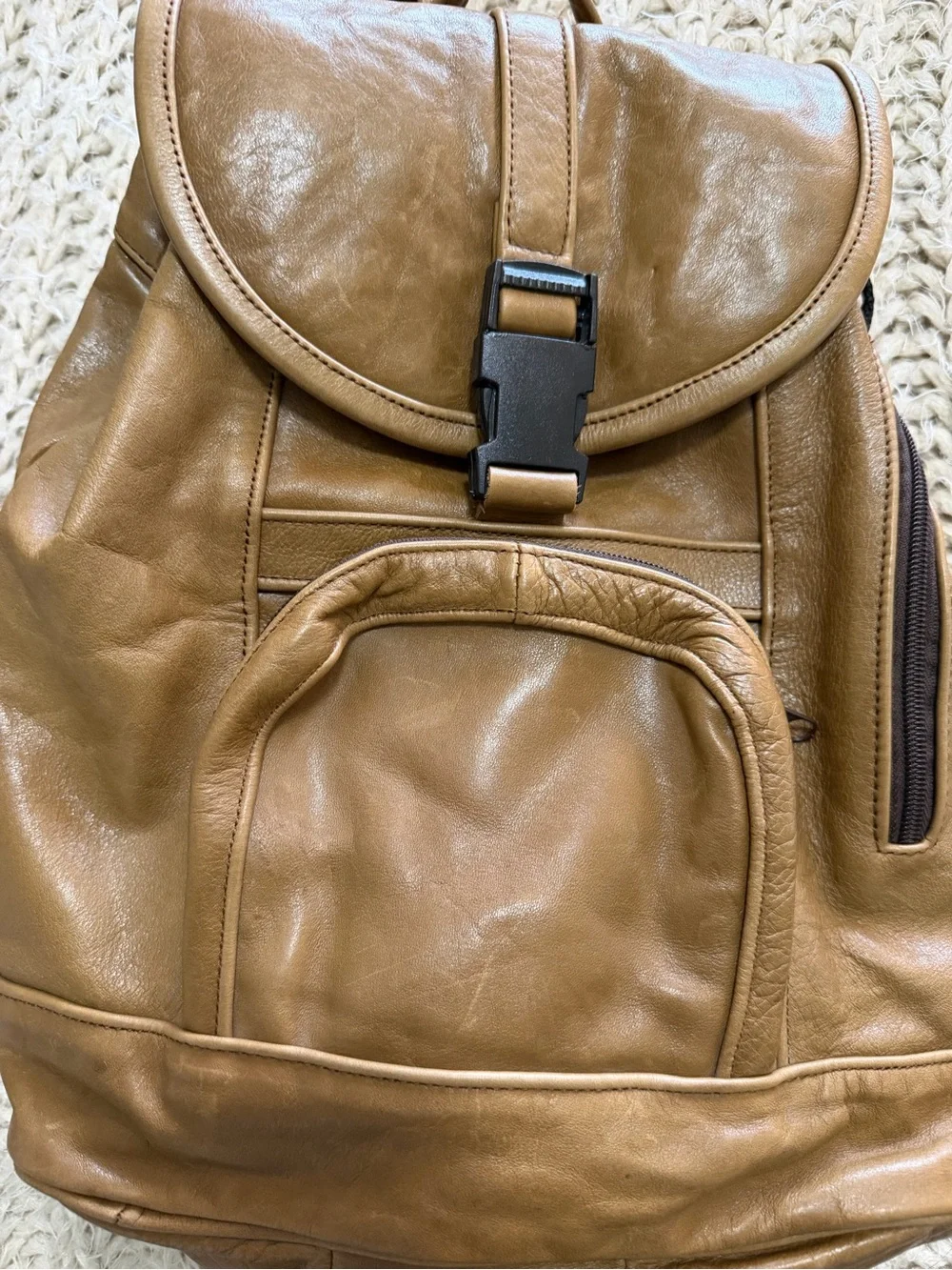 Tan Leather Backpack – Classic Everyday Bag